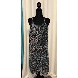 Nine West Women's Zebra Halter Lined Fit & Flare Dress Brown & Teal Size 12 Mint